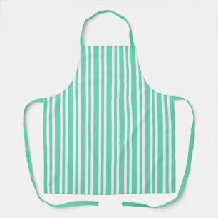 Aquamarine White Stripes Pattern Apron