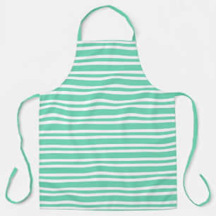 Aquamarine White Stripes Pattern Apron