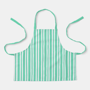 Aquamarine White Stripes Pattern Apron