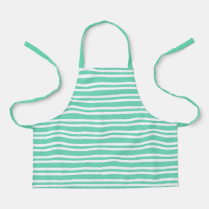 Aquamarine White Stripes Pattern Apron