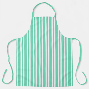 Aquamarine White Stripes Pattern Apron