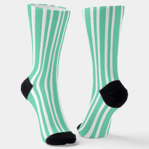 Aquamarine White Stripes Pattern Socks