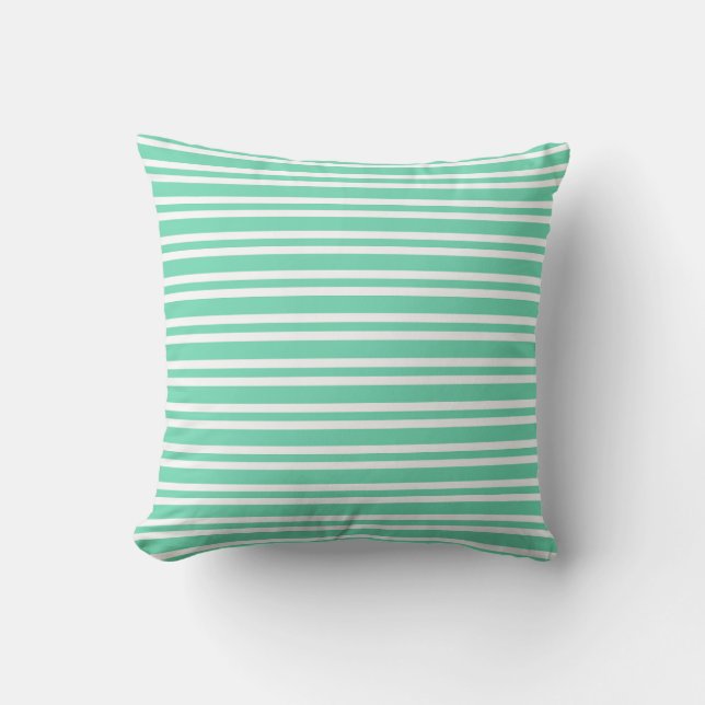 Aquamarine White Stripes Seamless Pattern Cushion (Front)