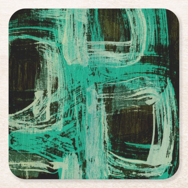 Aquamarine Windows I Square Paper Coaster (Front)