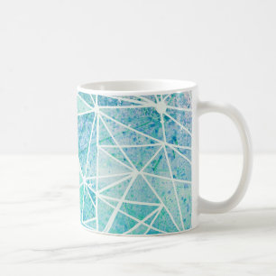 aquamarine with white geometry space coffee mug