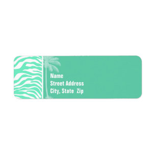 Aquamarine Zebra Animal Print; Summer Palm
