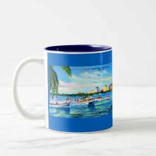 Aquaplaning on Biscayne Bay, Miami, Florida Two-Tone Coffee Mug