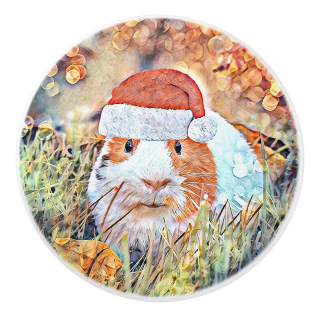 aquarell christmas guinea ceramic knob (Front)