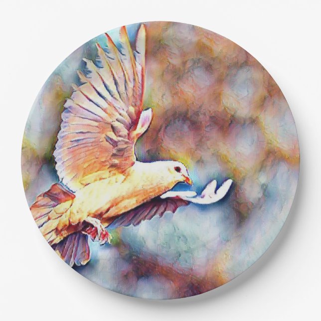 aquarell dove paper plate (Front)