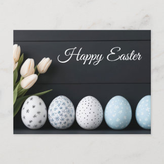 Aquarell Easter postcard with Easter eggs and tuli