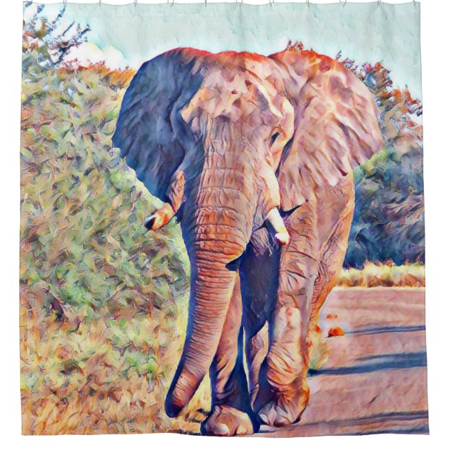 aquarell elephant shower curtain (Front)