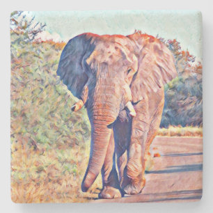 aquarell elephant stone coaster