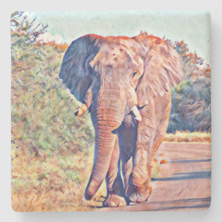 aquarell elephant stone coaster