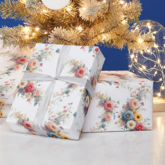 Aquarell Floral Painting Elegant Gift Watercolor Wrapping Paper (Holidays)