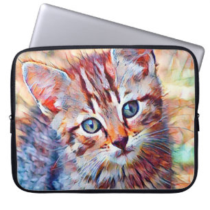 aquarell kitten laptop sleeve