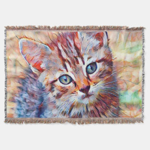 aquarell kitten throw blanket