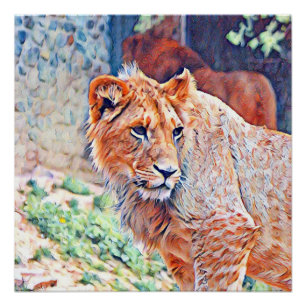aquarell lion poster