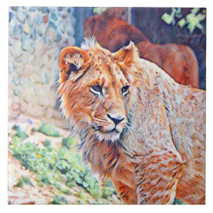 aquarell lion tile