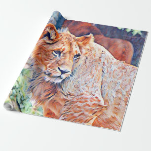 aquarell lion wrapping paper