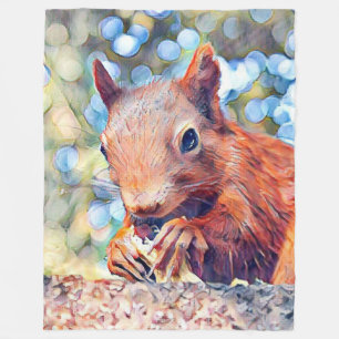 aquarell squirrel fleece blanket