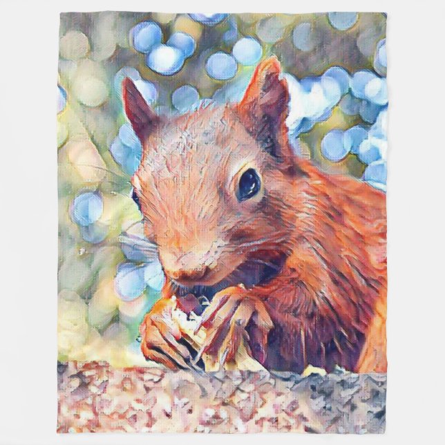 aquarell squirrel fleece blanket (Front)