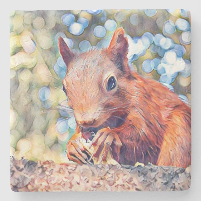 aquarell squirrel stone coaster (Front)