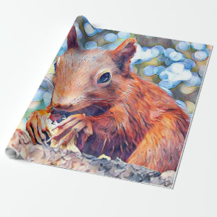 aquarell squirrel wrapping paper