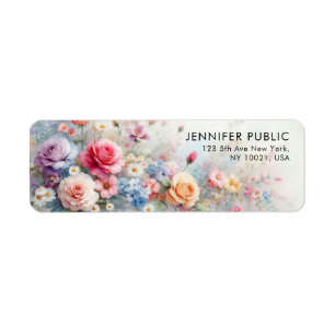 Aquarell Watercolor Floral Template Return Address