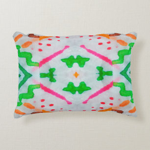 Aquarelle Boho Decor. Boho Blue Pillow. Aquarelle Decorative Cushion