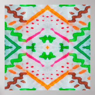 Aquarelle Boho Decor. Boho Blue Pillow. Aquarelle  Poster