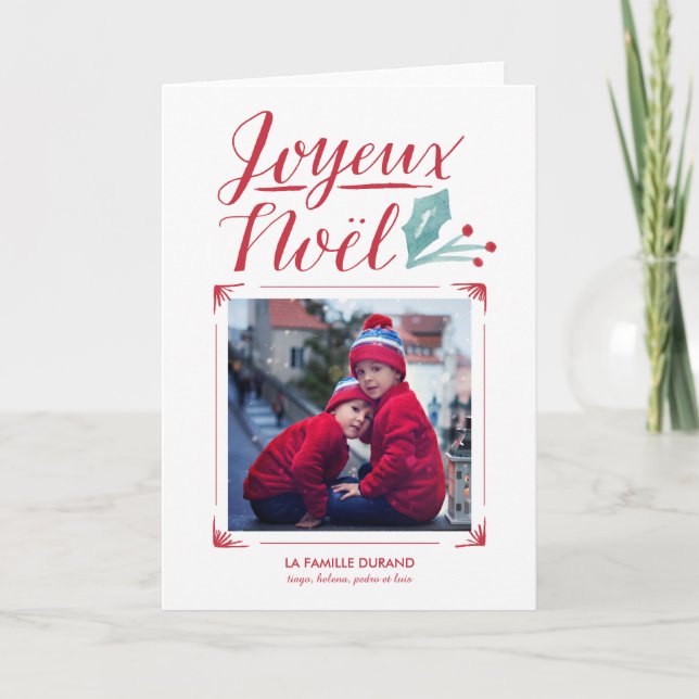 Aquarelle & Calligraphie | Joyeux Noël Holiday Card (Front)
