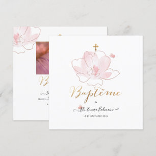 Aquarelle Les Fluers  Faire-part de Baptême Invitation