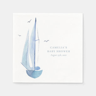 Aquarelle Sailboat Baby Shower Ahoy Boy's Napkin