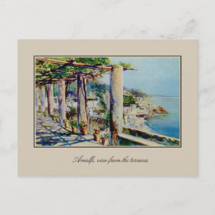 Aquarelle Watercolor Amalfi Gulf Of Salerno Postcard