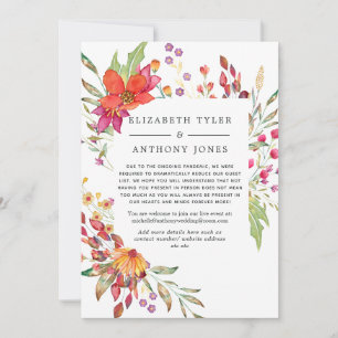 Aquarelle Wild Flower Wedding Reduced Guest List Announcement