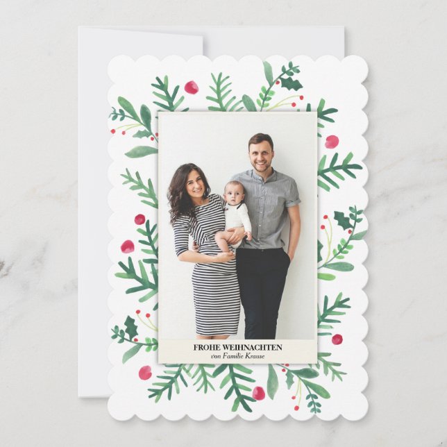 Aquarellmalerei | Frohe Weihnachten Holiday Card (Front)