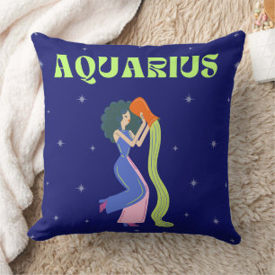 Aquarious zodiac throw pillow. cushion