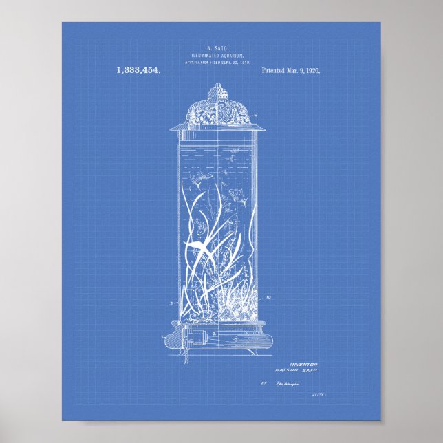 Aquarium 1920 Patent Art Blueprint Poster (Front)