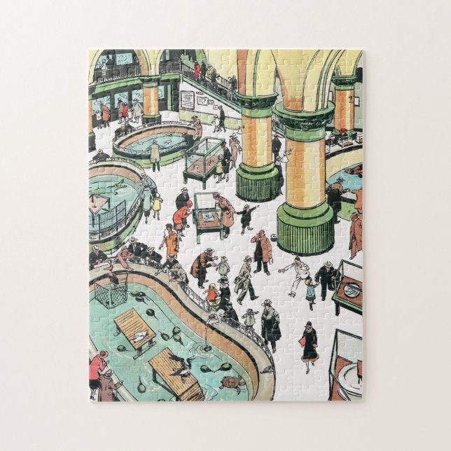 Aquarium Battery Park New York funny cartoon Jigsaw Puzzle (Vertical)
