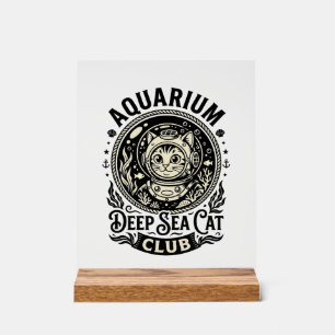 Aquarium Deep Sea Cat Funny Cat Graphic - Aquarium Acrylic Sign