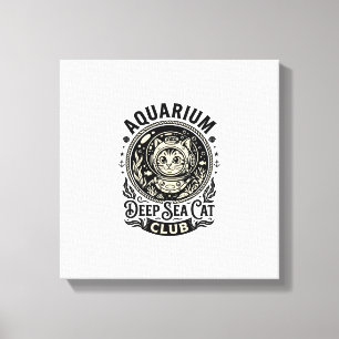 Aquarium Deep Sea Cat Funny Cat Graphic - Aquarium Canvas Print