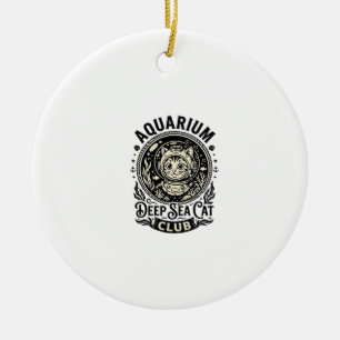 Aquarium Deep Sea Cat Funny Cat Graphic - Aquarium Ceramic Tree Decoration