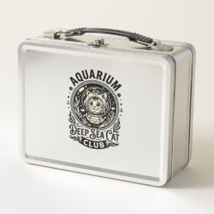 Aquarium Deep Sea Cat Funny Cat Graphic - Aquarium Metal Lunch Box