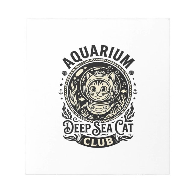 Aquarium Deep Sea Cat Funny Cat Graphic - Aquarium Notepad (Front)