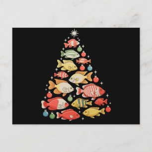 Aquarium Fish Christmas Tree Cichlid Gouramis Xmas Holiday Postcard