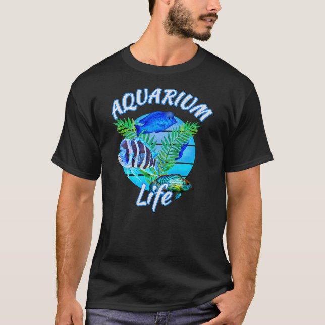 Aquarium Fish Life Frontosa Cichlid Cherry Shrimp T-Shirt (Front)