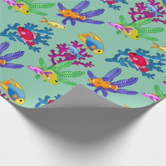Aquarium Fish Tropical Beach Pretty Fancy Wrapping Paper (Corner)