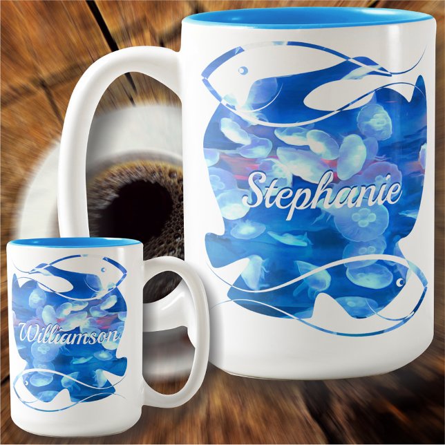 Aquarium Jellyfish 0925 Two-Tone Coffee Mug (Creator Uploaded)