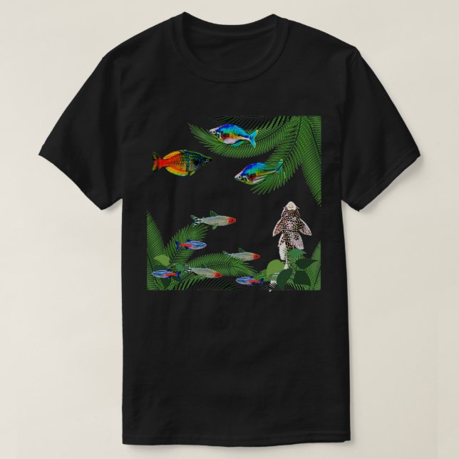 Aquarium Rainbow Fish Tetras Pleco Community Fish  T-Shirt (Design Front)