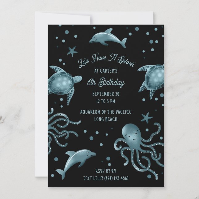 Aquarium Sea Life Kids Ocean Birthday Party Invitation (Front)